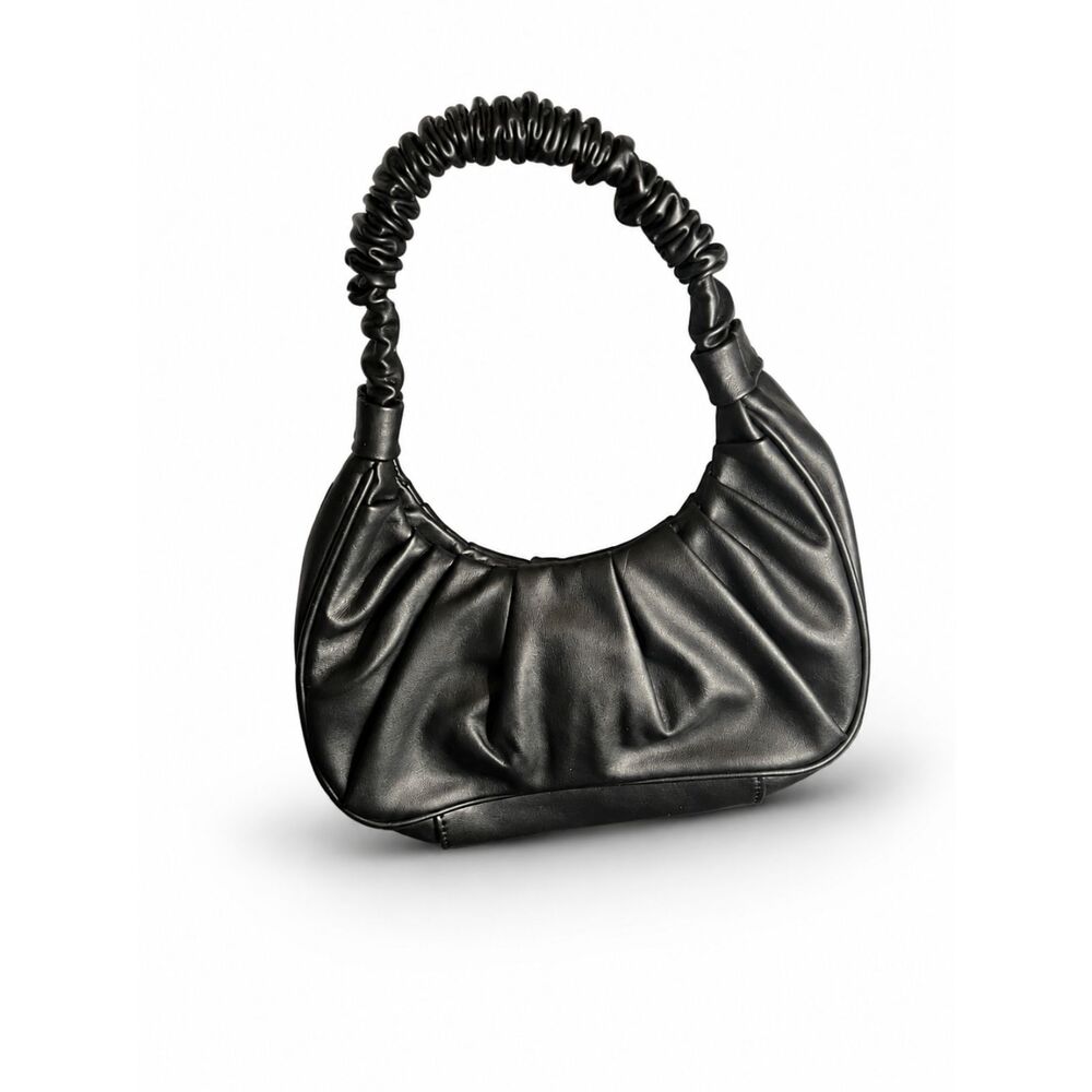 Nine West Black Ruched Shoulder Bag Mini Hobo Purse NWOT Y2K Chic